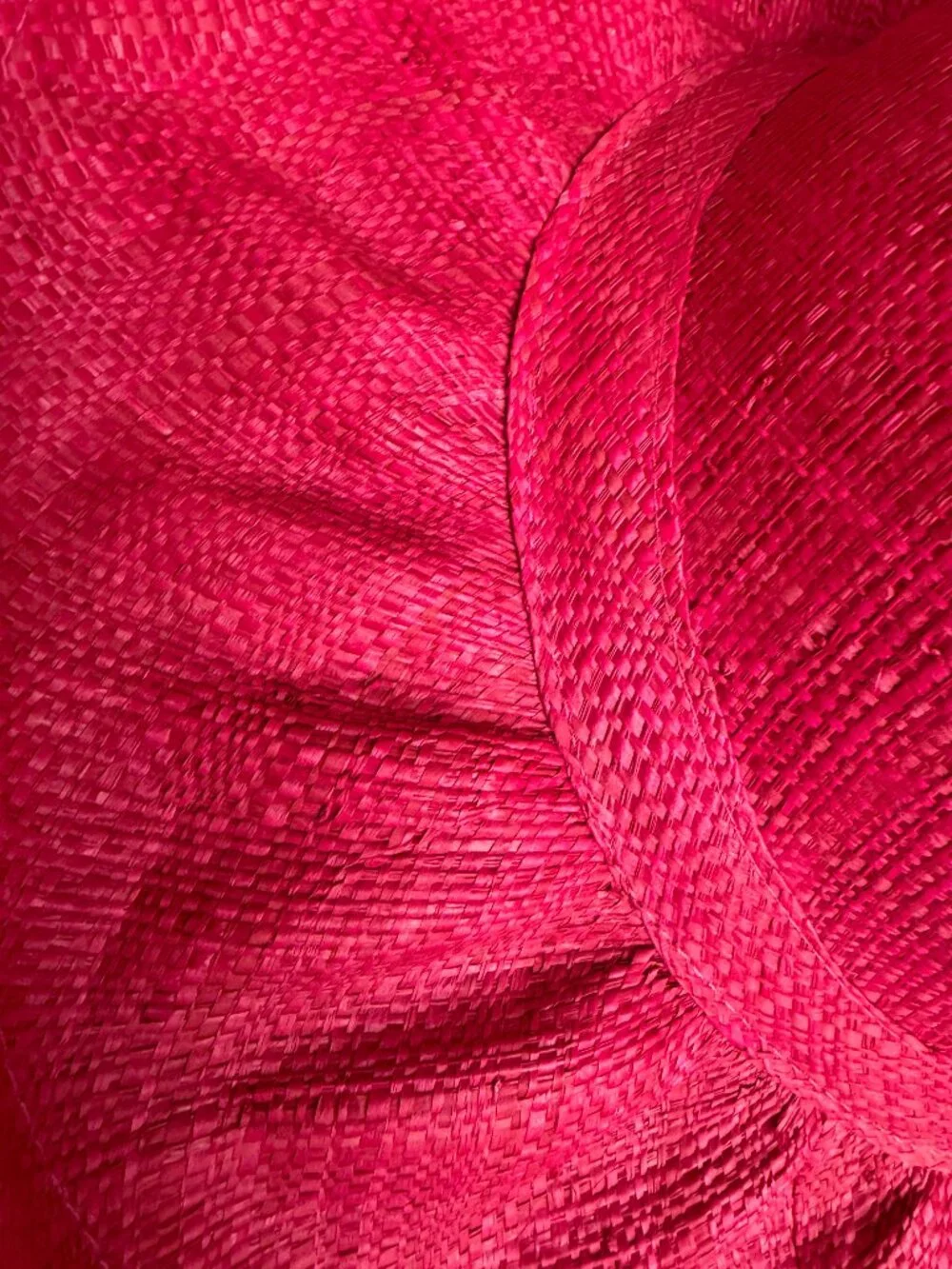 Hand Woven Madagascar Big Brim RAFFIA Sun Hat Pink & Neon Green  Sz XL 23.5" - Picture 10 of 12